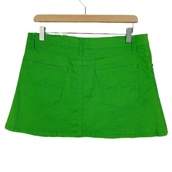 y2k Vintage Green Denim Mini Skirt Rhineston Buttons Women's Size 15 - Picture 3 of 6